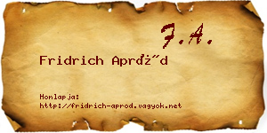 Fridrich Apród névjegykártya